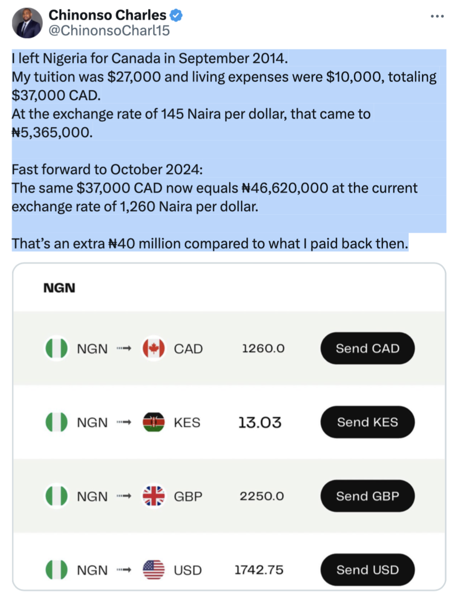 How Much Was Exchange Rate Before you Japa?