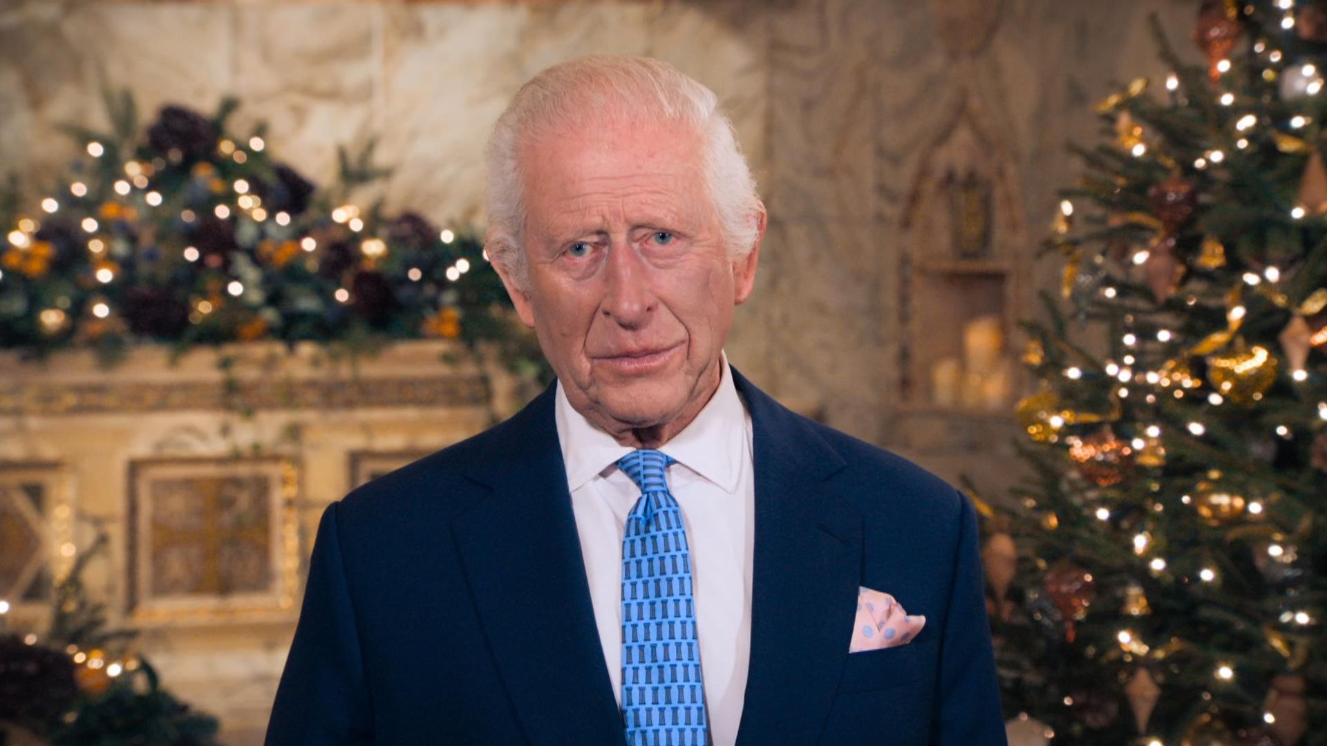 Behind the scenes footage shows how King's Christmas message was filmed