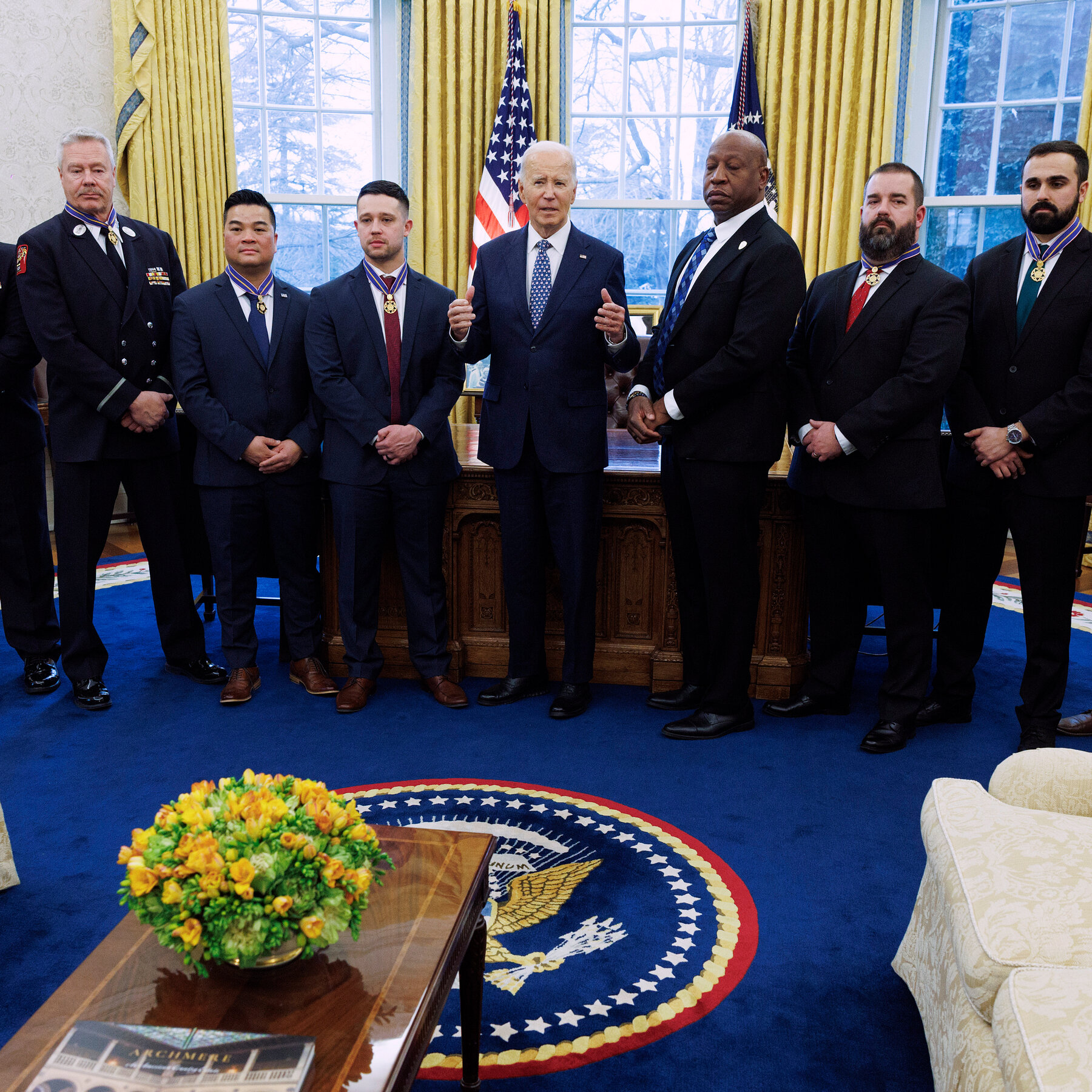 Biden Honors Police Officers and Veterans With Medals at White House