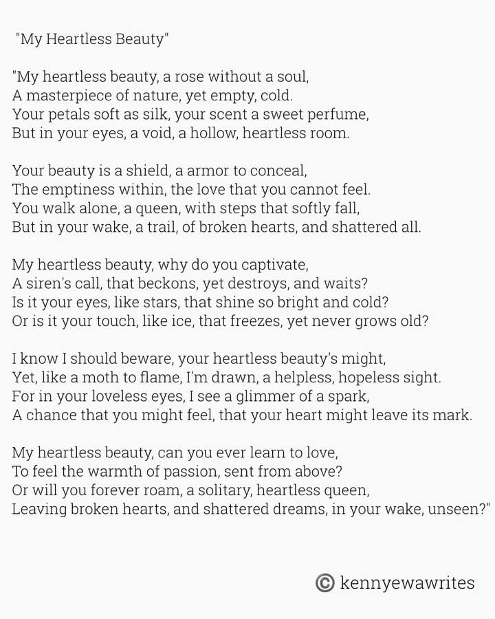 My heartless beauty #nirclepoetry #nirclewrites #ewaasdiary #january 