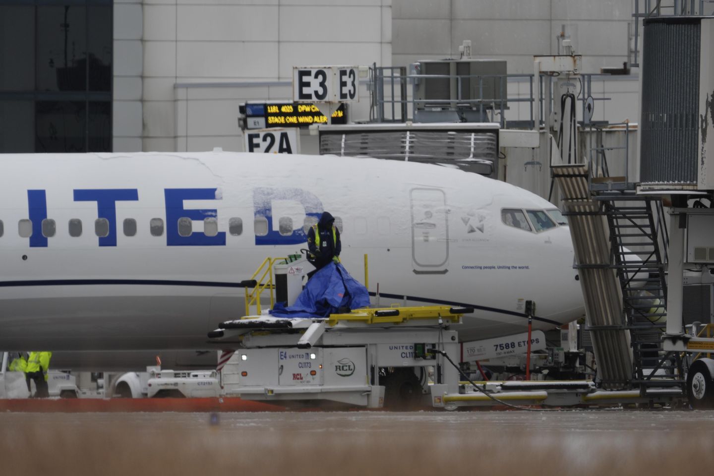 United Airlines jet engine sparks fire on wing during takeoff at Houston airport