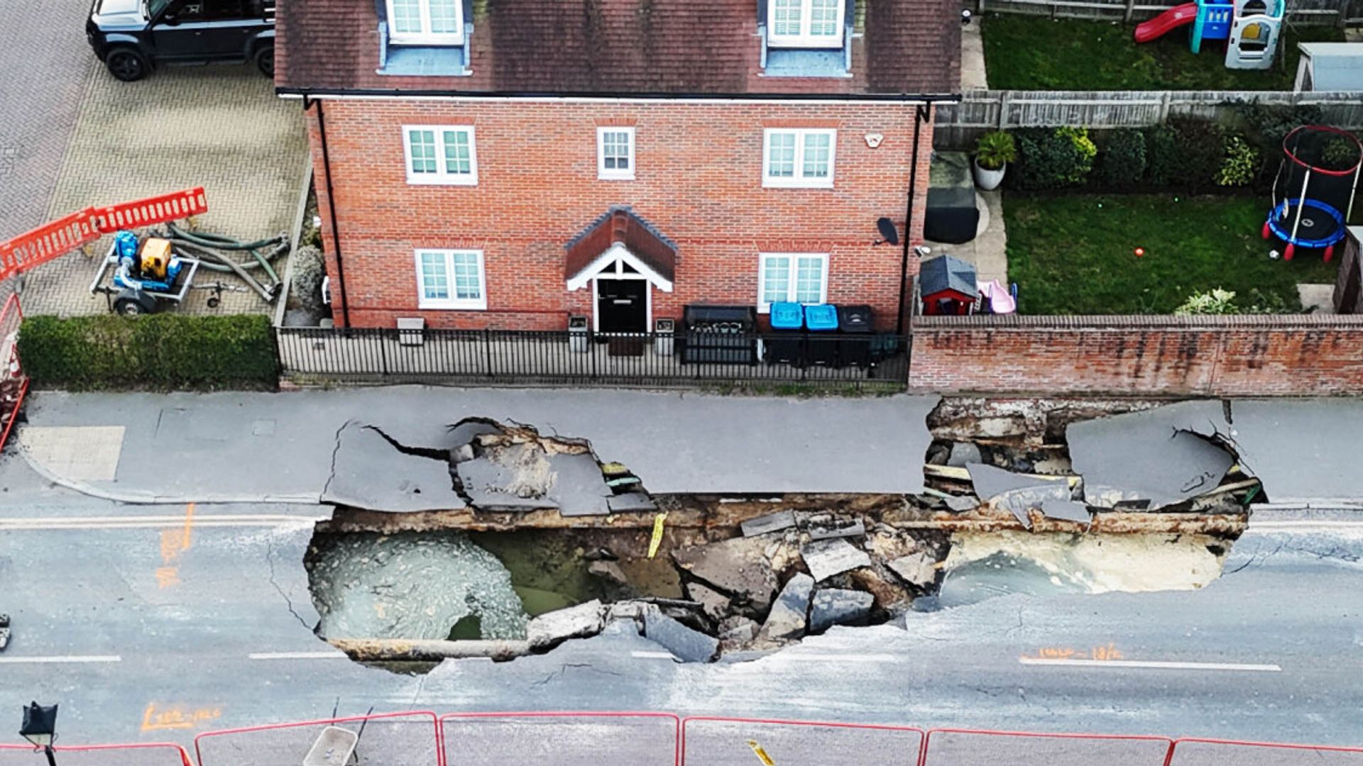 Large sinkhole forces closure of village high street