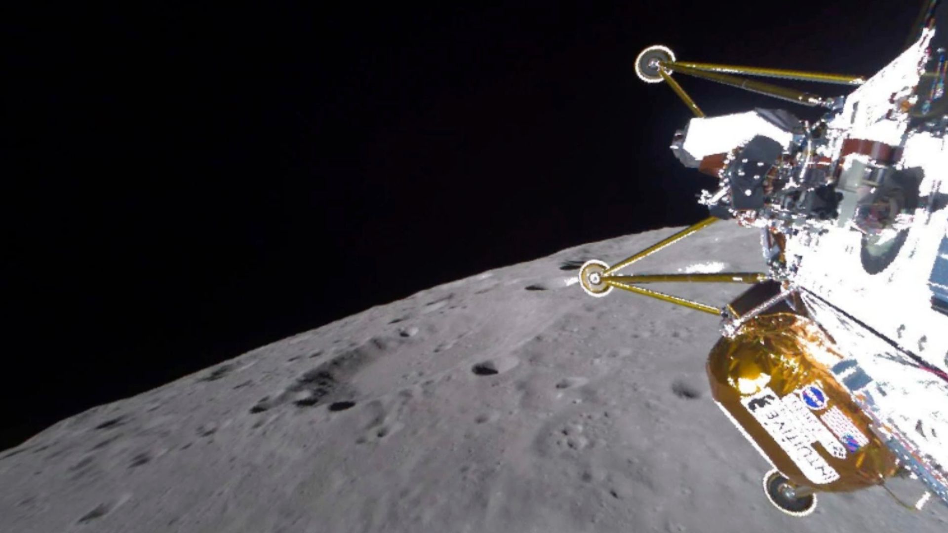 Athena lander does not appear to be standing upright on moon