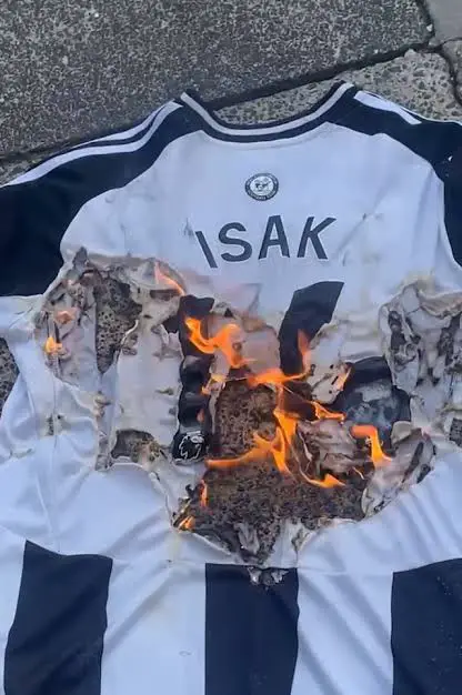 Angry Newcastle Fan Burns Isaks Shirt