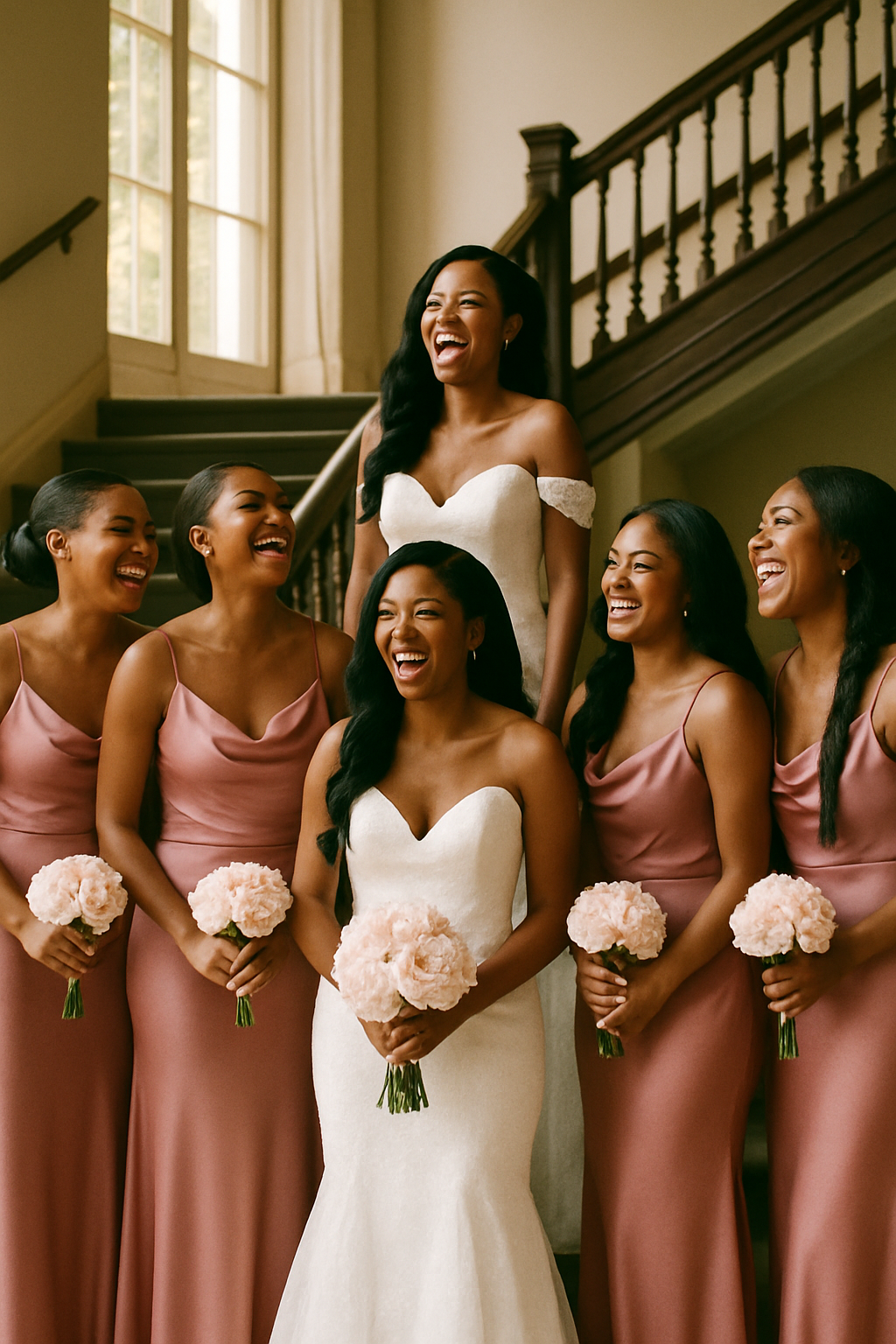 The staircase held six women and a lifetime of friendship.