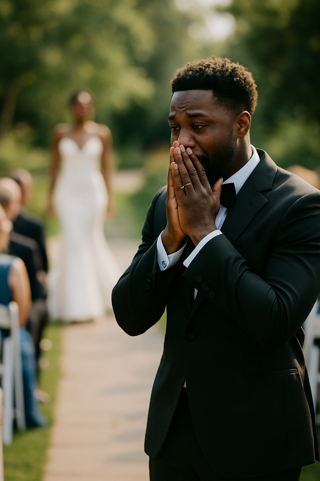 He covered his mouth, but his eyes said everything.