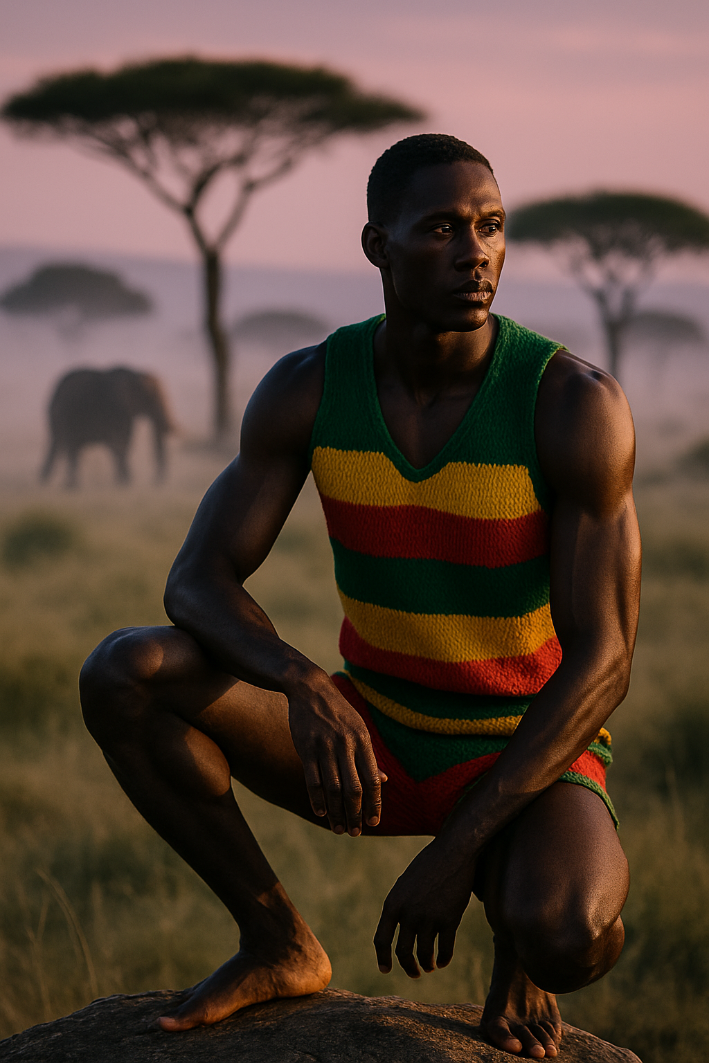 He crouches on stone older than nations.