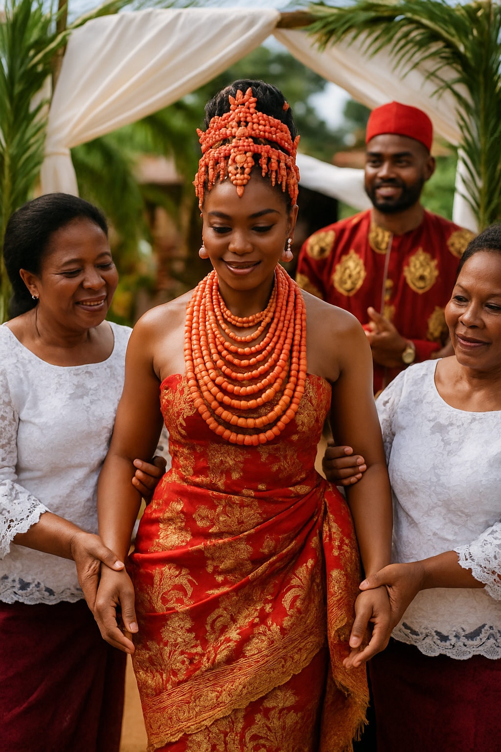 Twelve layers of coral on her chest.