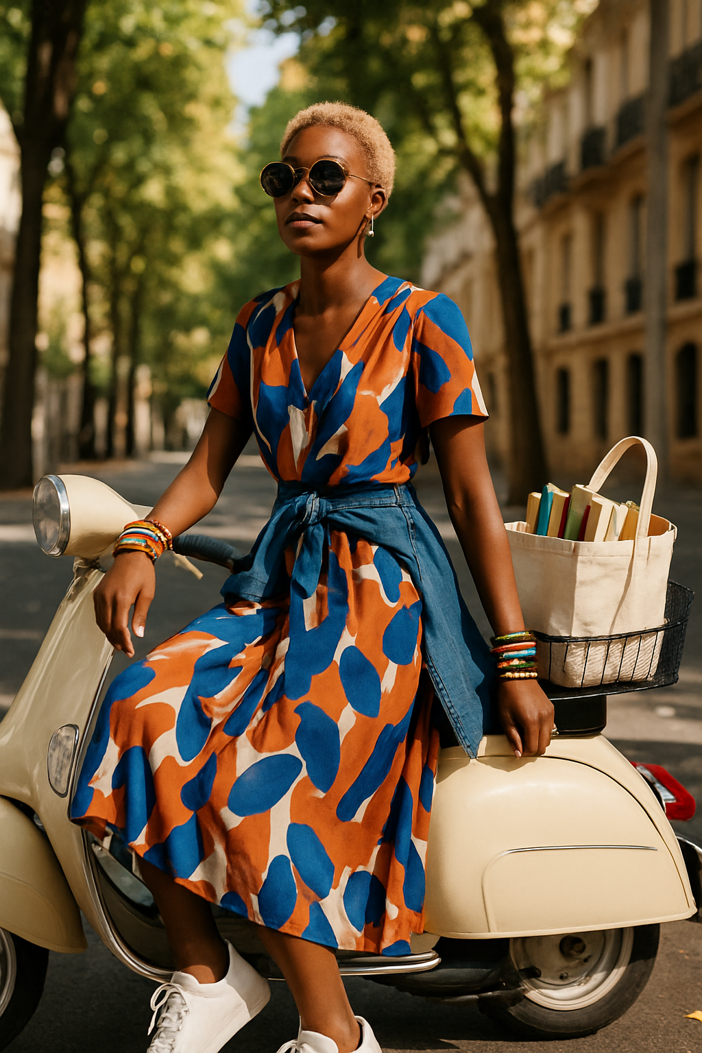 The dress has three colors