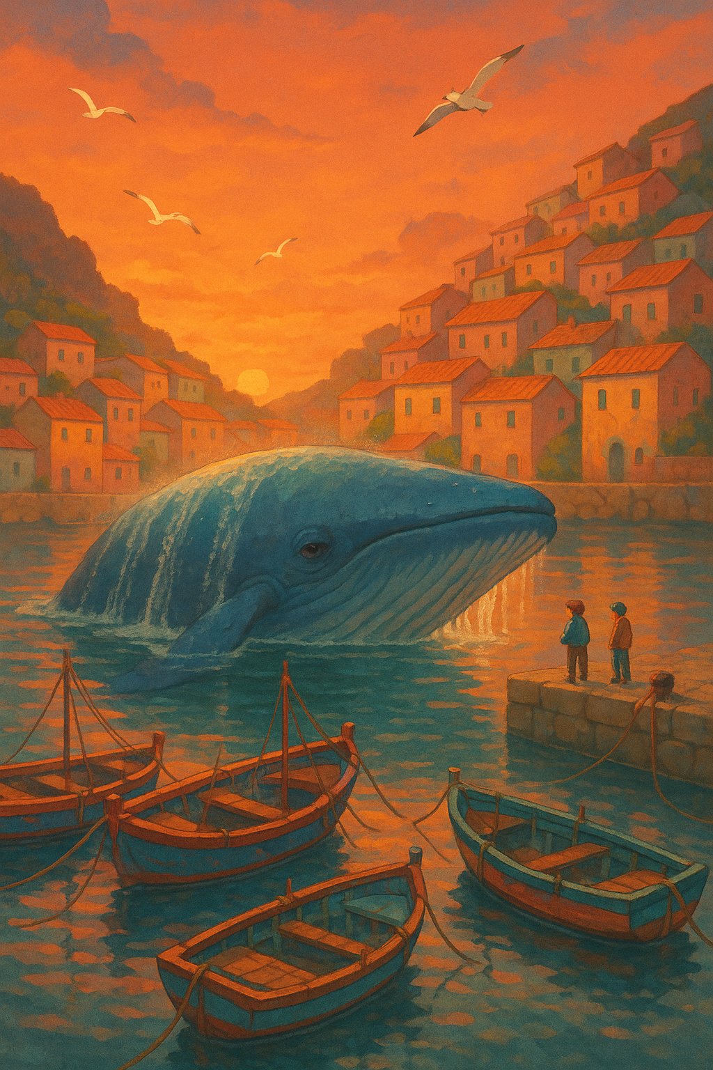 The whale comes at sunset.