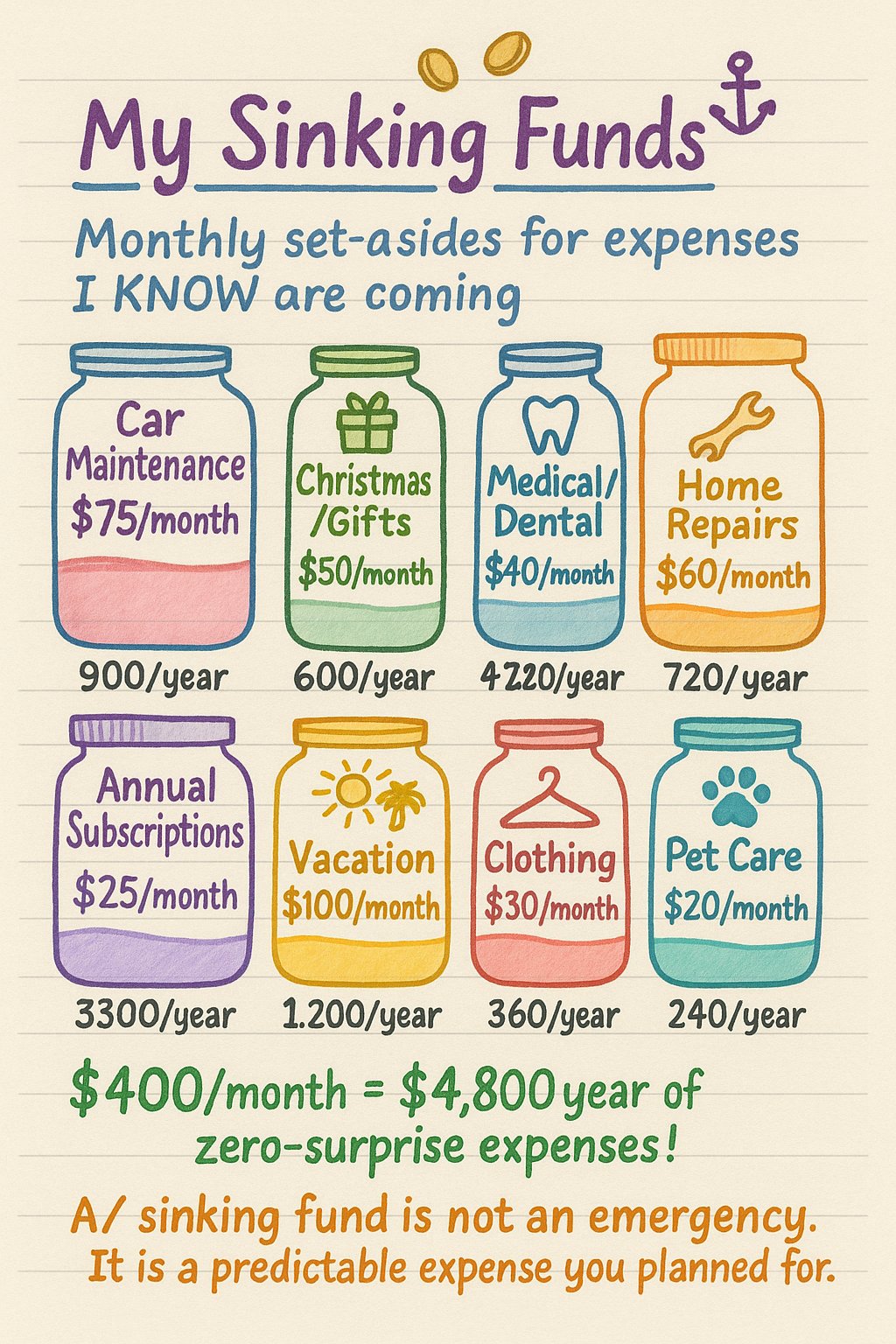 My Sinking Funds (So I Never Get Surprised by Bills)