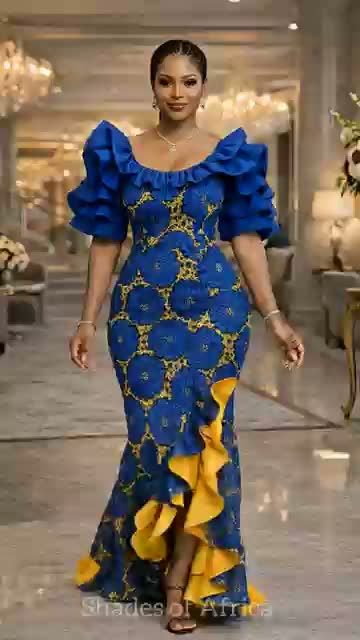 Luxury Blue & Gold Lace Mermaid Dress 💙 Elegant Owambe & Asoebi Style 2026 #bridesmaidsrobe #owambe